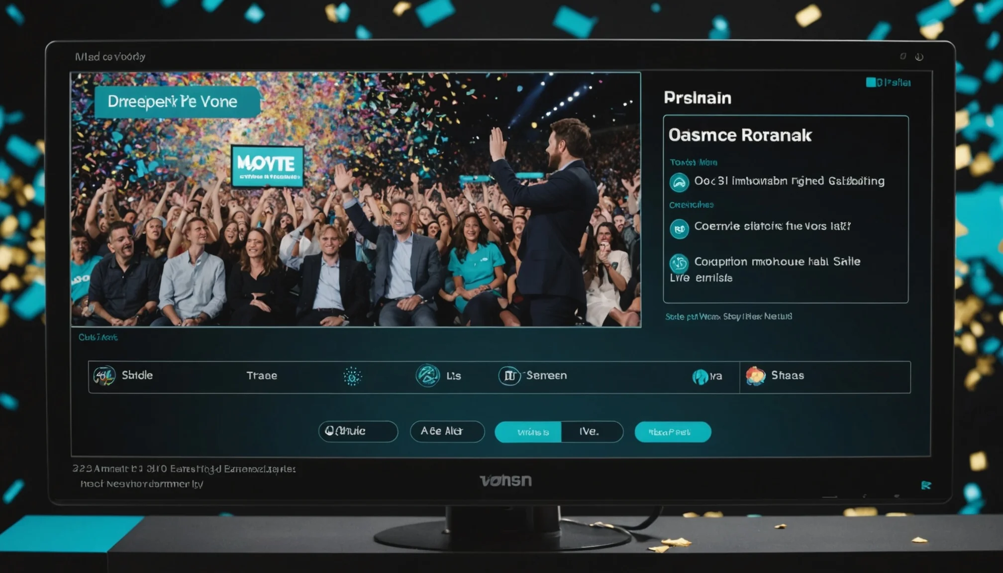 Live viewer interaction panel showing polls and mini-games