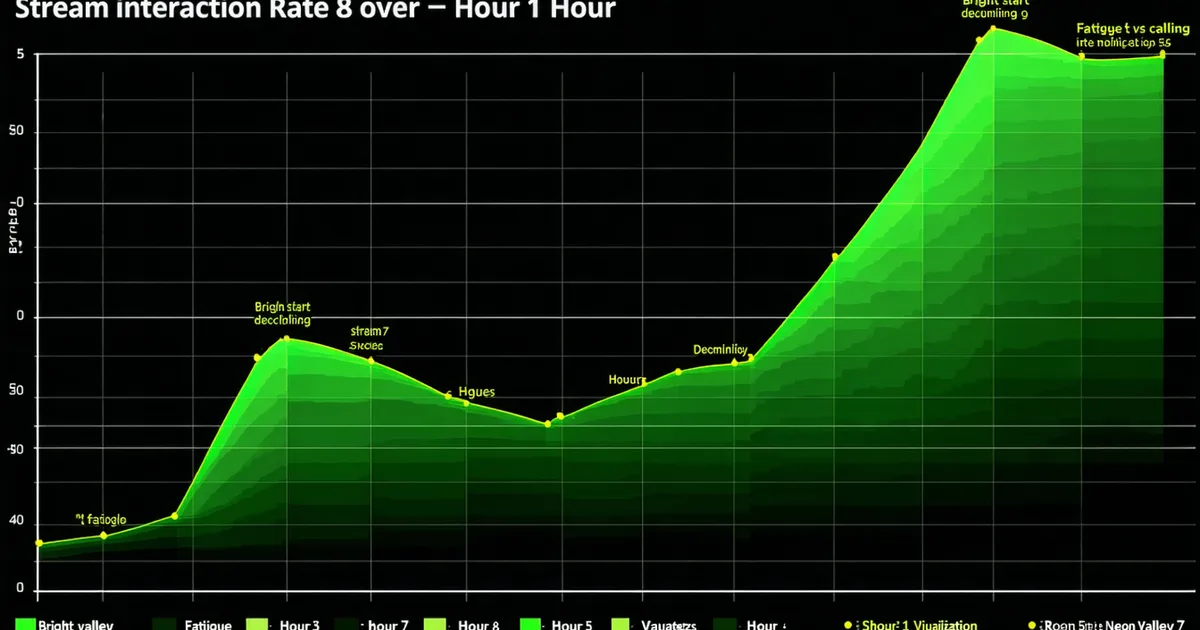 Blog cover: timeline graph showing stream energy and interaction decay over an 8-hour marathon