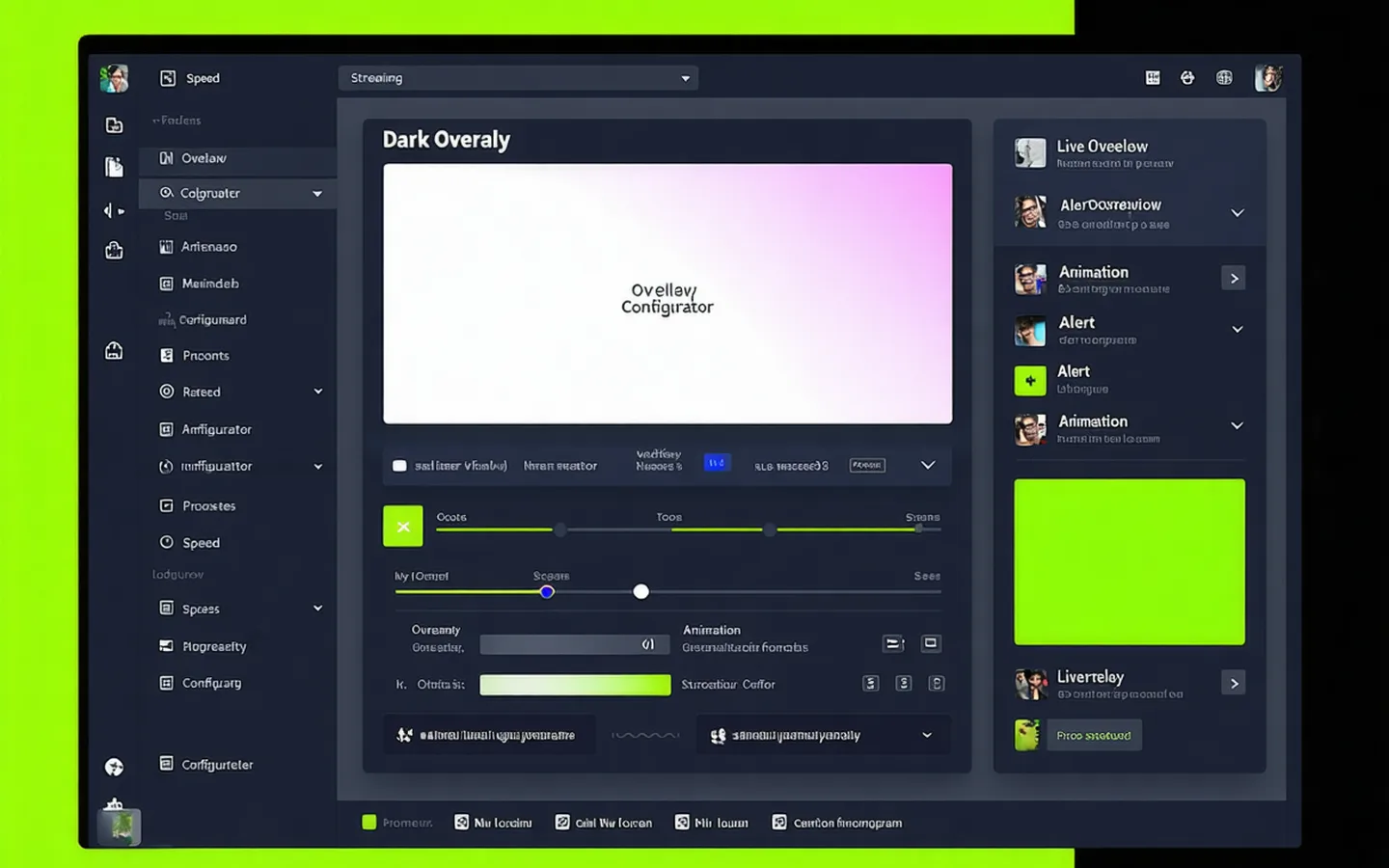 Tangia overlay configurator dashboard showing color picker, animation controls, and overlay preview panel